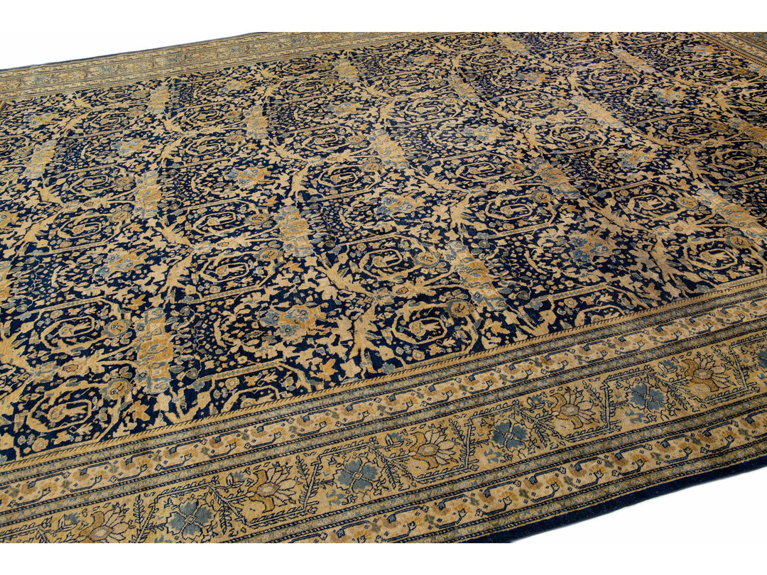 Antique Tabriz Wool Rug 13 X 17