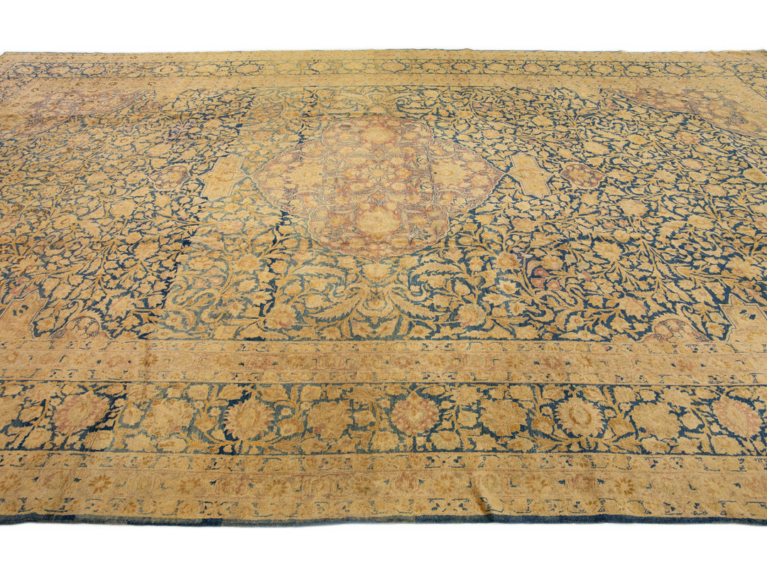 Antique Kirman Wool Rug 11 X 17