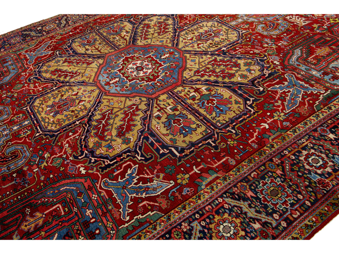 Antique Heriz Wool Rug 11 X 14