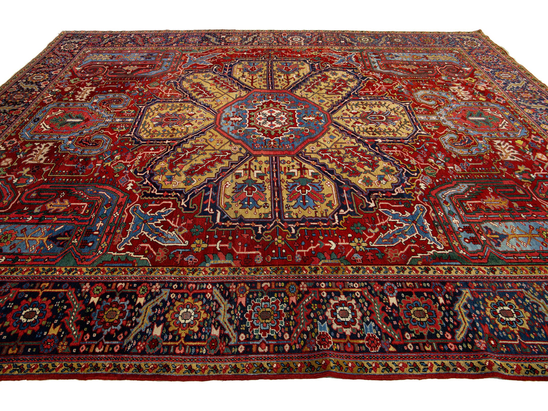Antique Heriz Wool Rug 11 X 14