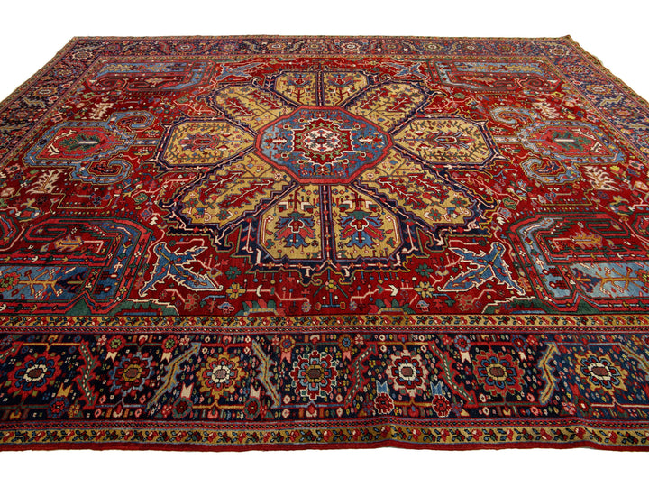 Antique Heriz Wool Rug 11 X 14