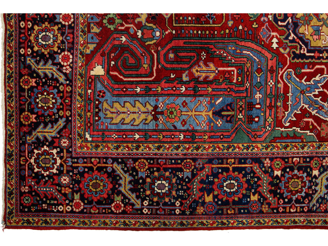 Antique Heriz Wool Rug 11 X 14