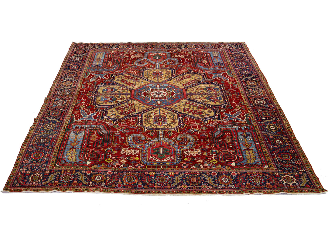 Antique Heriz Wool Rug 11 X 14