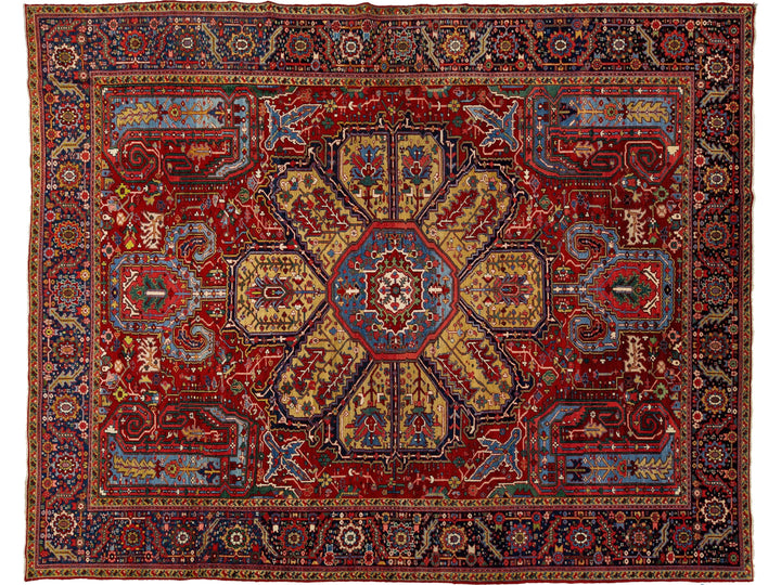 Antique Heriz Wool Rug 11 X 14