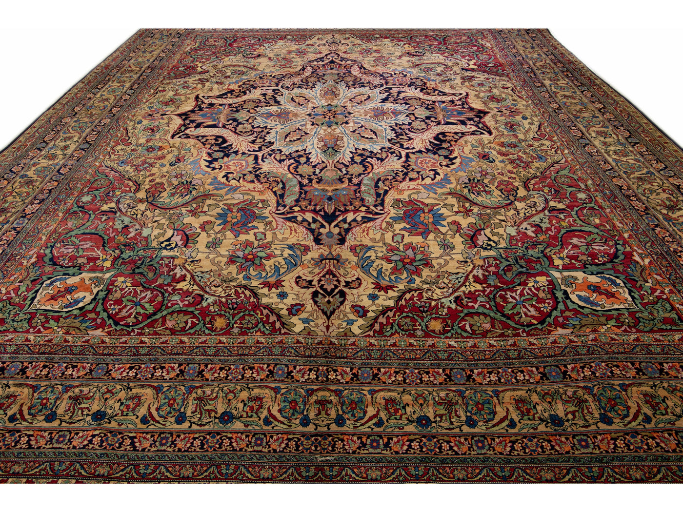 Antique Kerman Wool Rug 17 X 23