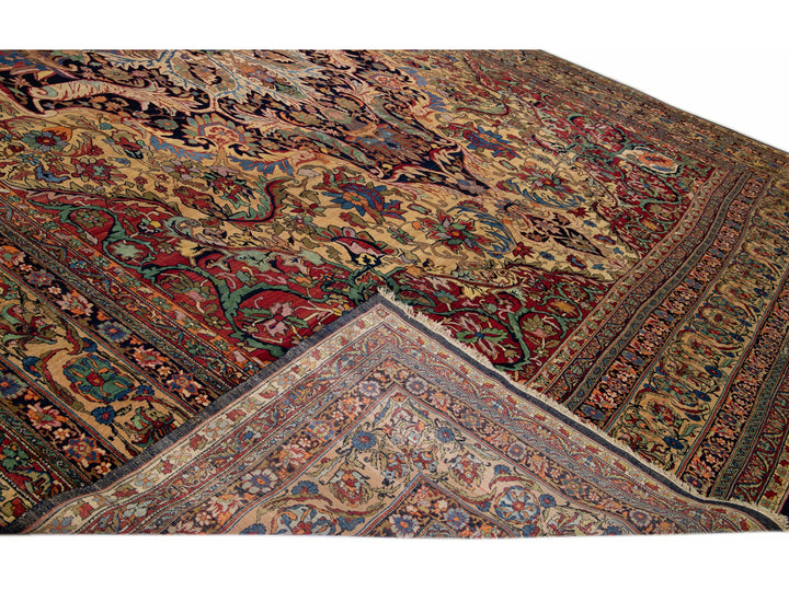 Antique Kerman Wool Rug 17 X 23