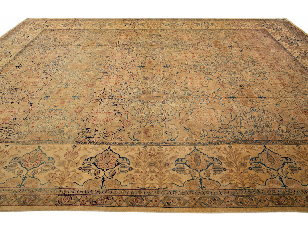 Antique Tabriz Wool Rug 13 X 17