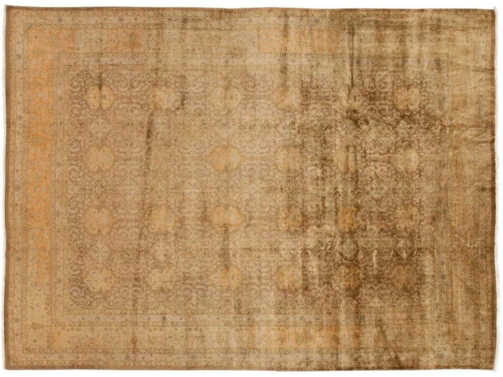 Early 20th Century Antique Brown Indian Wool Rug 10 X 14
