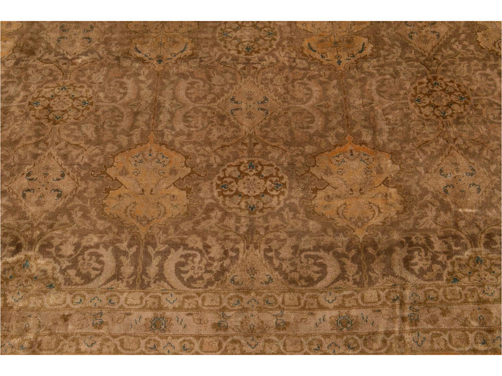 Early 20th Century Antique Brown Indian Wool Rug 10 X 14