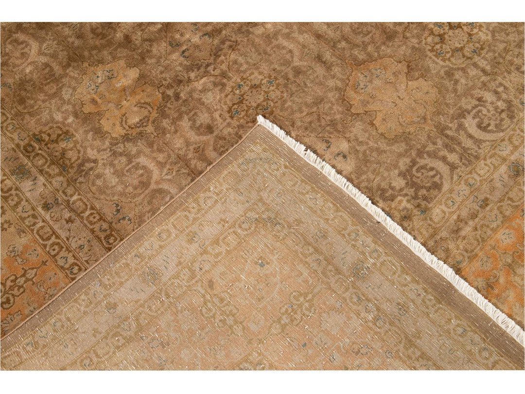 Early 20th Century Antique Brown Indian Wool Rug 10 X 14