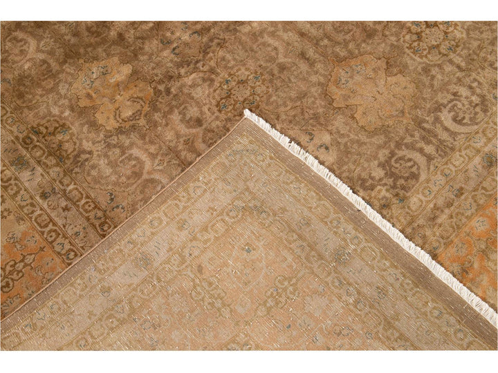 Early 20th Century Antique Brown Indian Wool Rug 10 X 14