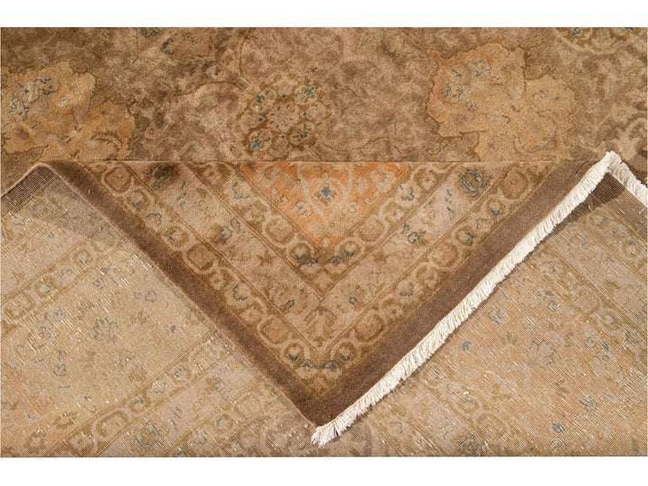 Early 20th Century Antique Brown Indian Wool Rug 10 X 14