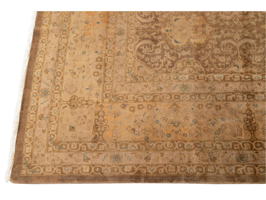 Early 20th Century Antique Brown Indian Wool Rug 10 X 14