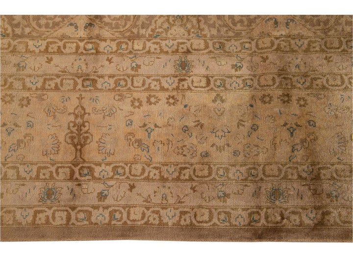 Early 20th Century Antique Brown Indian Wool Rug 10 X 14