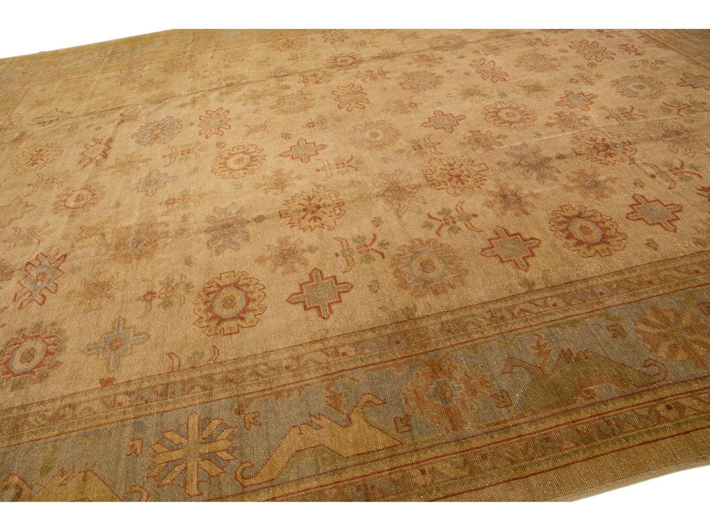 Modern Oushak Wool Rug 14 X 18