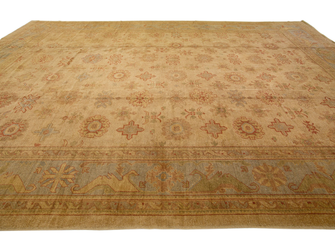 Modern Oushak Wool Rug 14 X 18