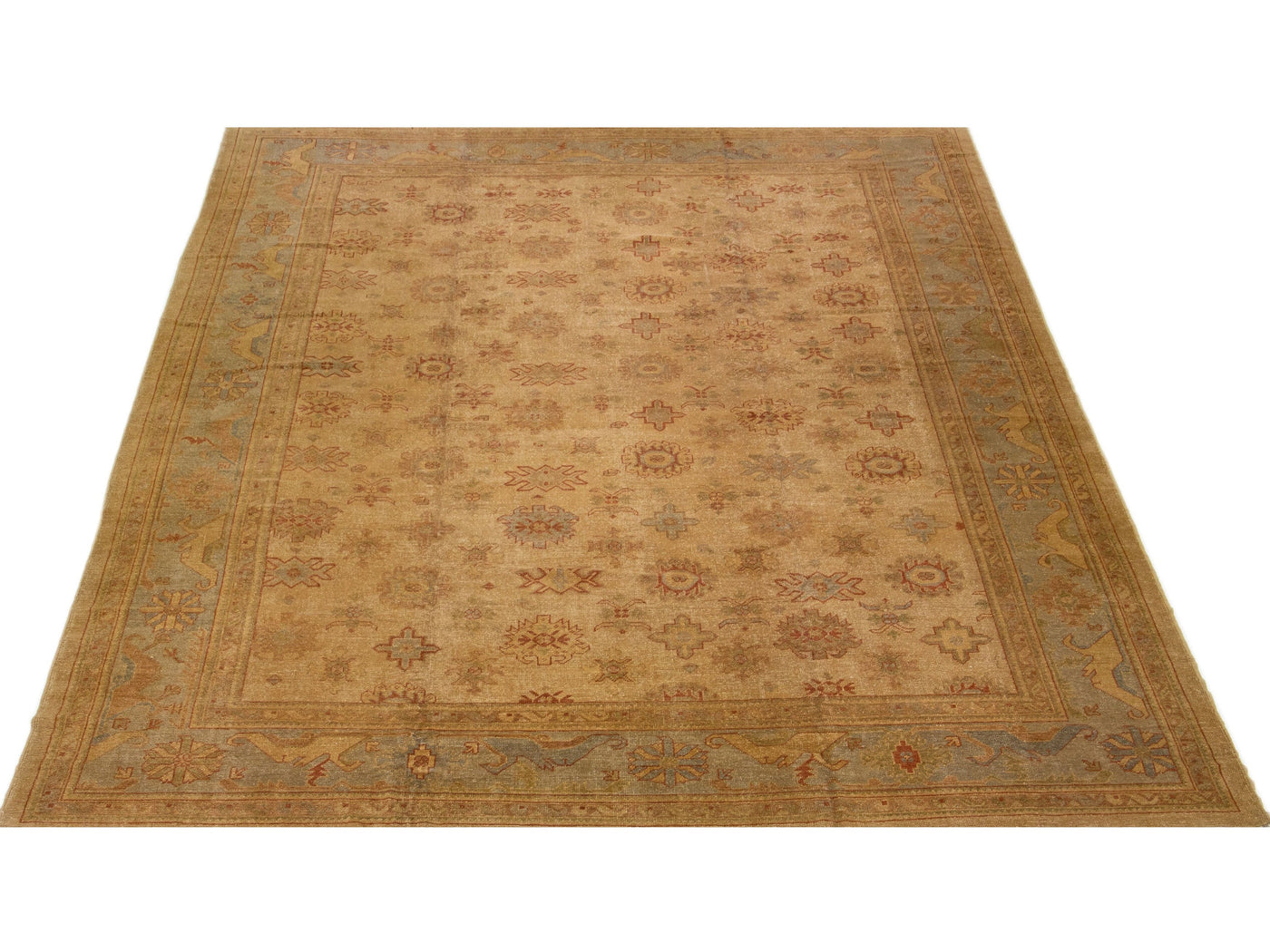 Modern Oushak Wool Rug 14 X 18