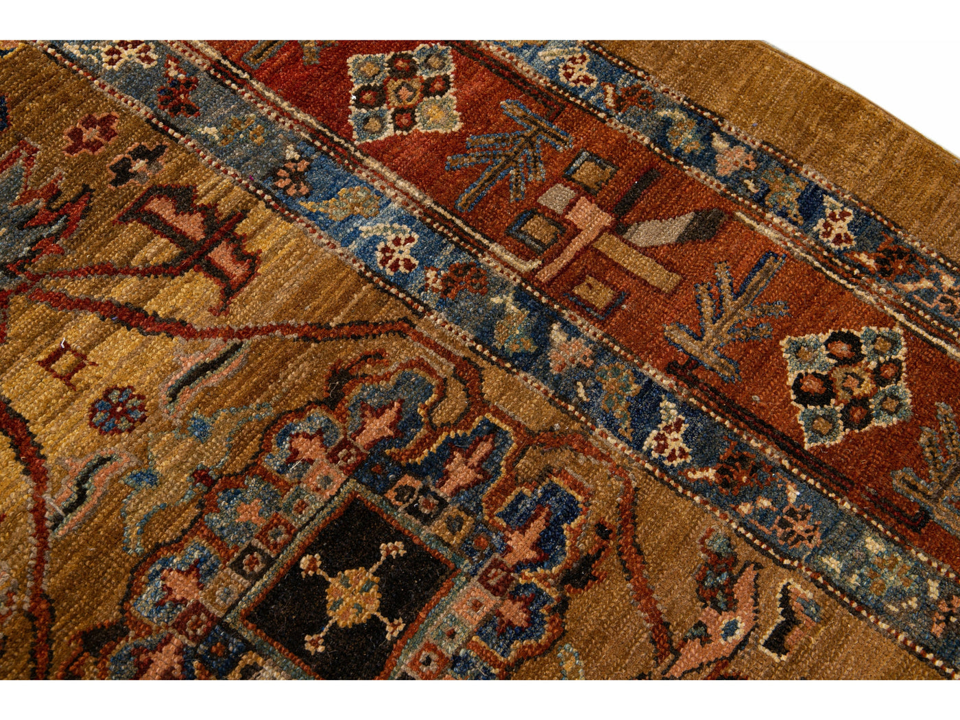 Brown Vintage Persian Bakshaish Handmade Tribal Wool Rug