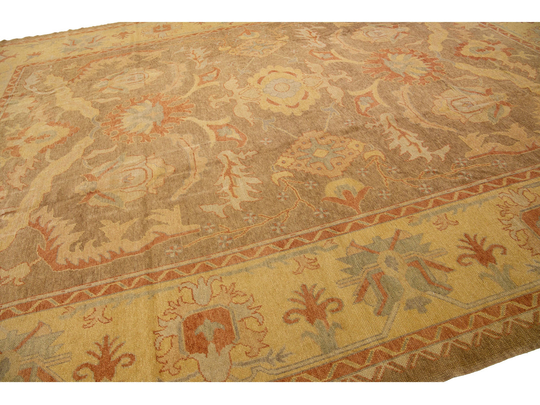 Modern Oushak Wool Rug 14 X 18