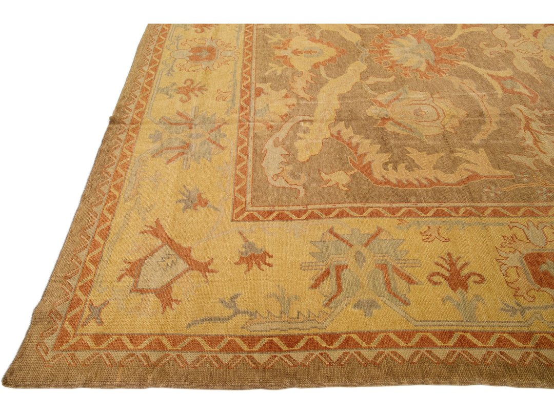 Modern Oushak Wool Rug 14 X 18