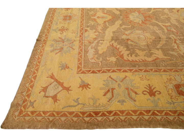 Modern Oushak Wool Rug 14 X 18