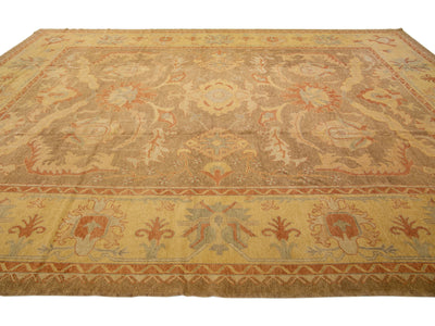 Modern Oushak Wool Rug 14 X 18