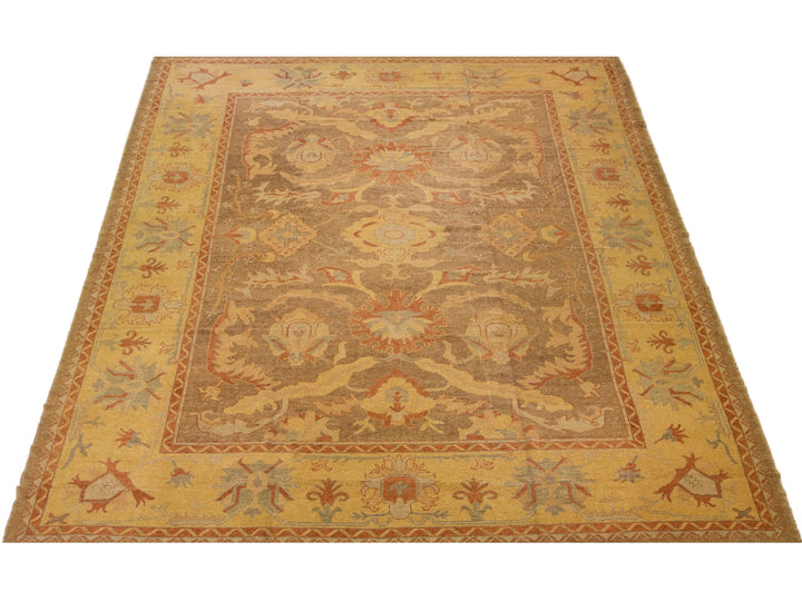 Modern Oushak Wool Rug 14 X 18