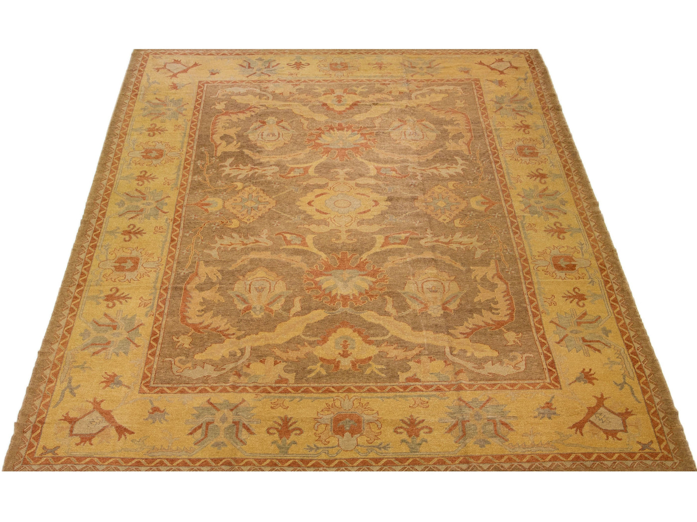 Modern Oushak Wool Rug 14 X 18