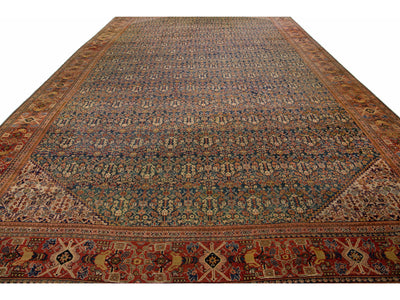 Antique Mahal Wool Rug 14 X 23