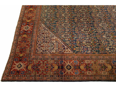 Antique Mahal Wool Rug 14 X 23