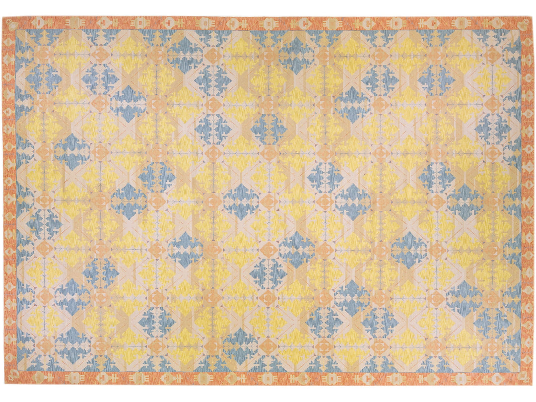 Beige Transitional Design Handmade Oversize Wool Rug