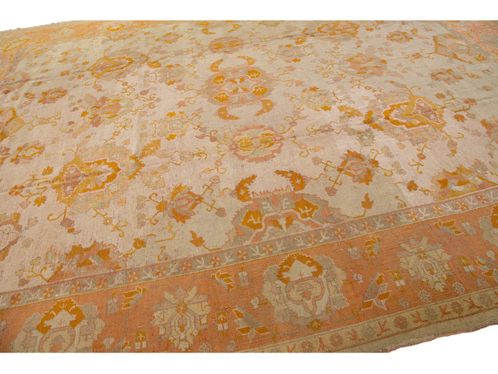Antique Oushak Wool Rug 12 X 15