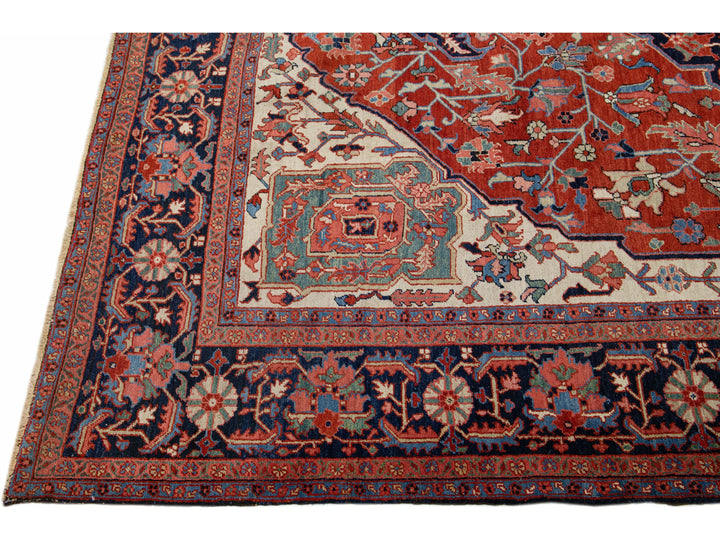 Antique Heriz Wool Rug 10 X 14