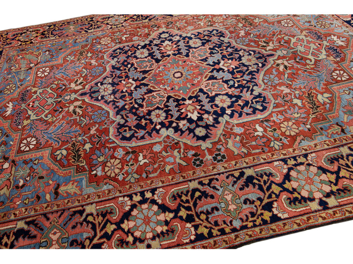 Antique Heriz Wool Rug 8 X 11