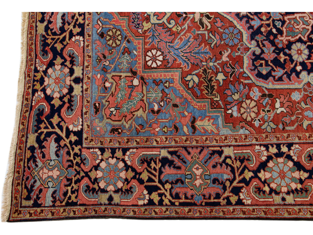 Antique Heriz Wool Rug 8 X 11