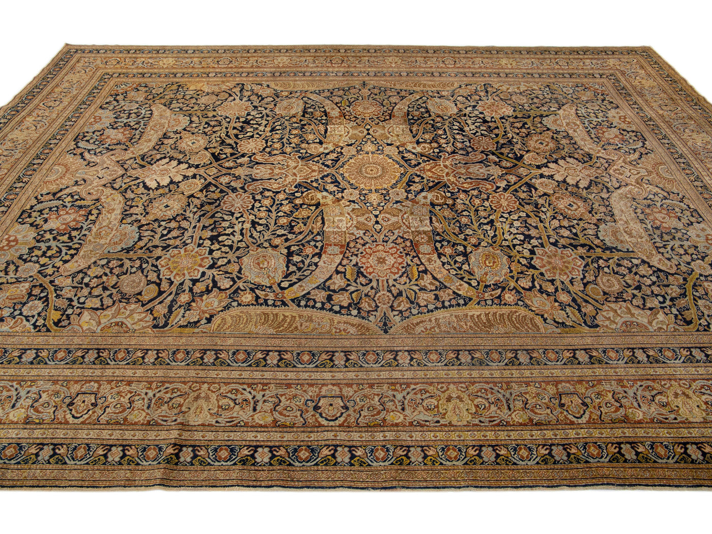 Antique Tabriz Wool Rug 9 X 13