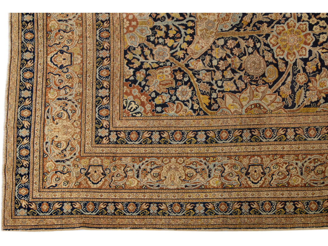 Antique Tabriz Wool Rug 9 X 13