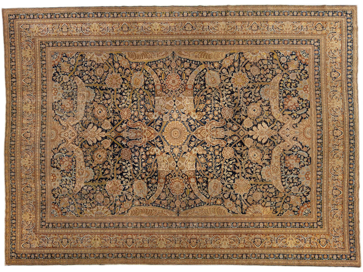 Antique Tabriz Wool Rug 9 X 13