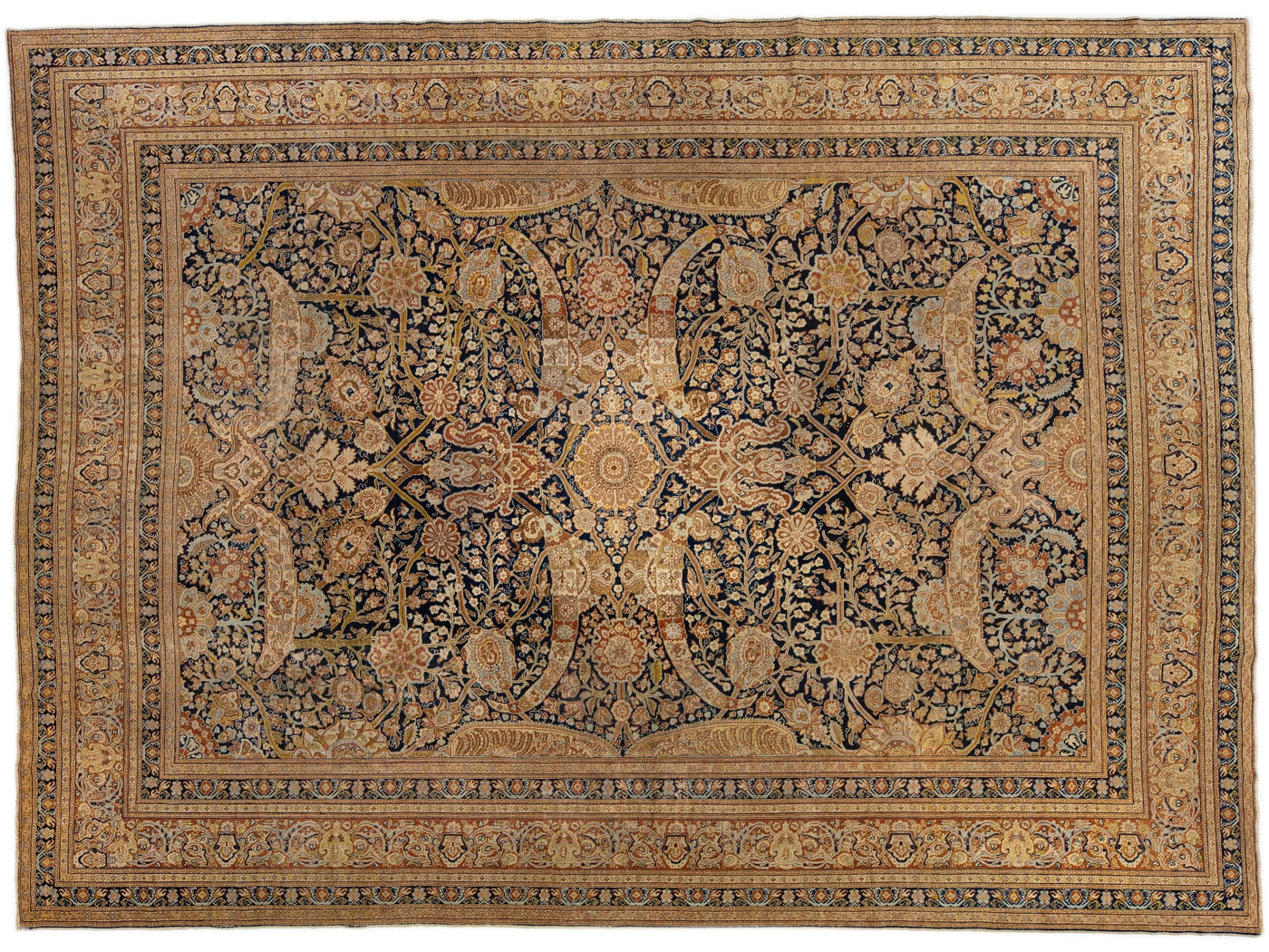 Antique Tabriz Wool Rug 9 X 13