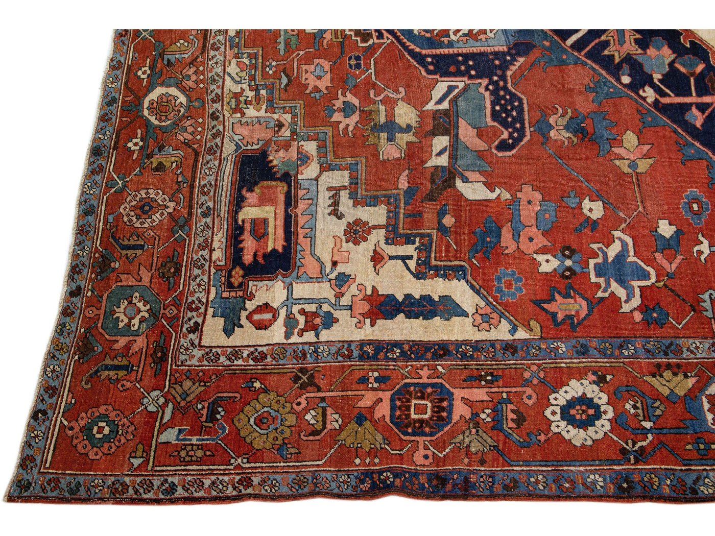 Antique Heriz Wool Rug 12 X 18