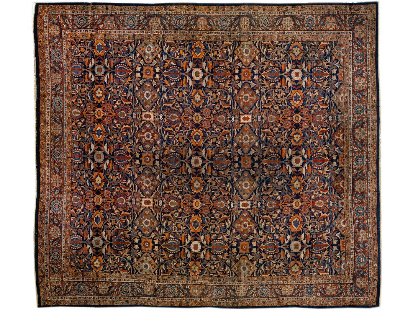 Oversize Antique Sultanabad Multicolor Handmade Allover Floral Persian Wool Rug
