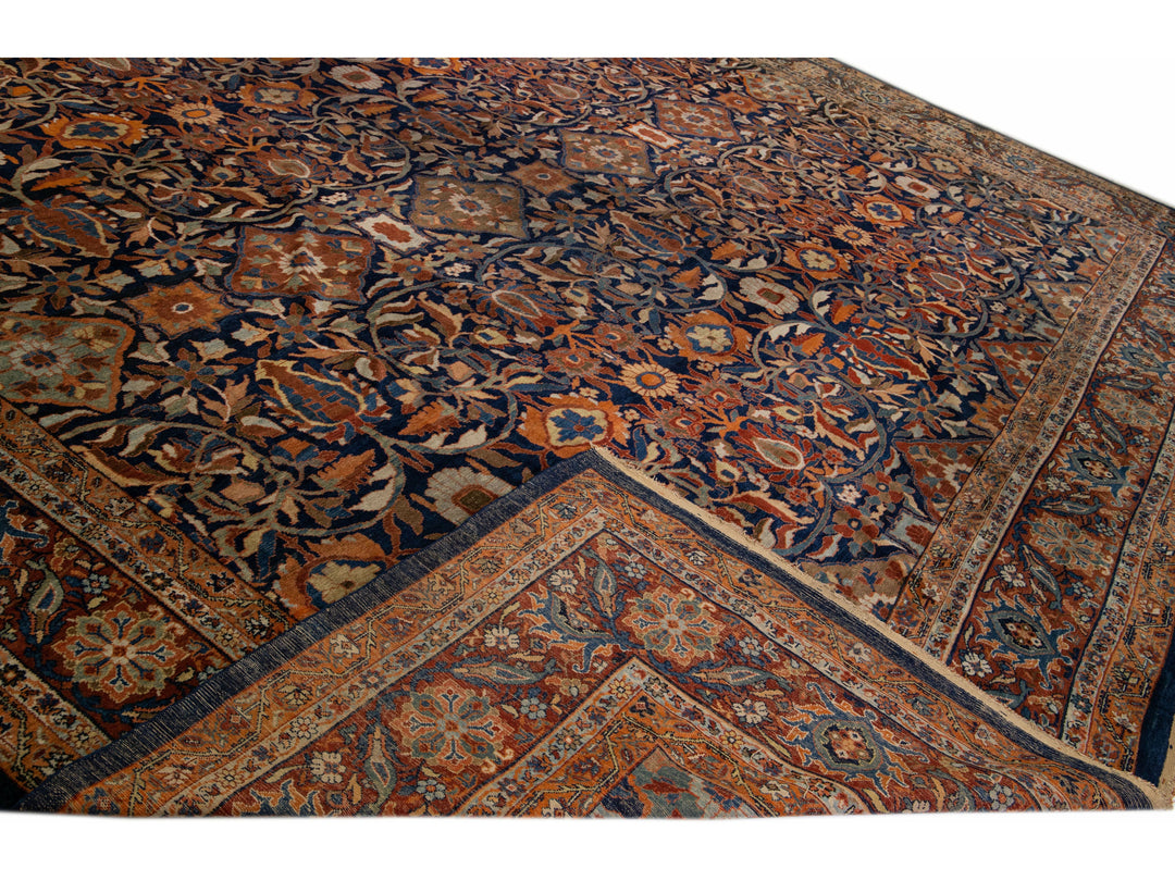 Antique Sultanabad Wool Rug 17 X 19