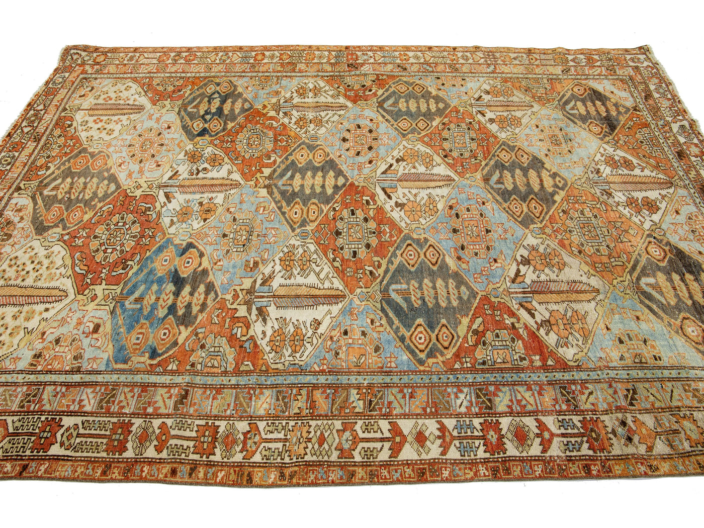 Antique Bakhtiari Wool Rug 7 X 9