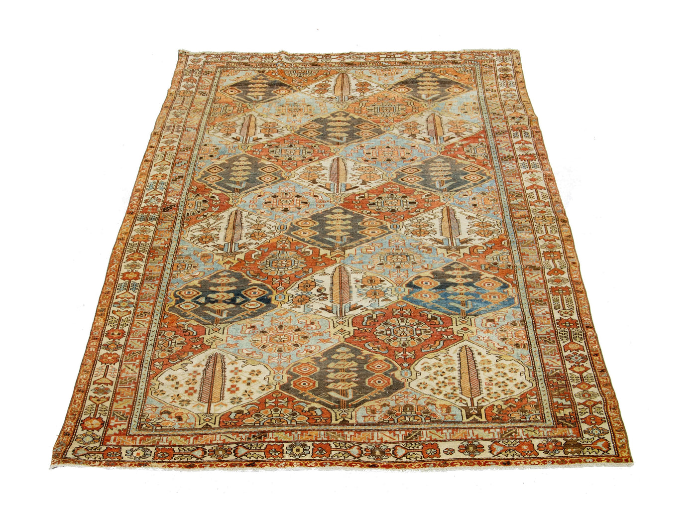 Antique Bakhtiari Wool Rug 7 X 9