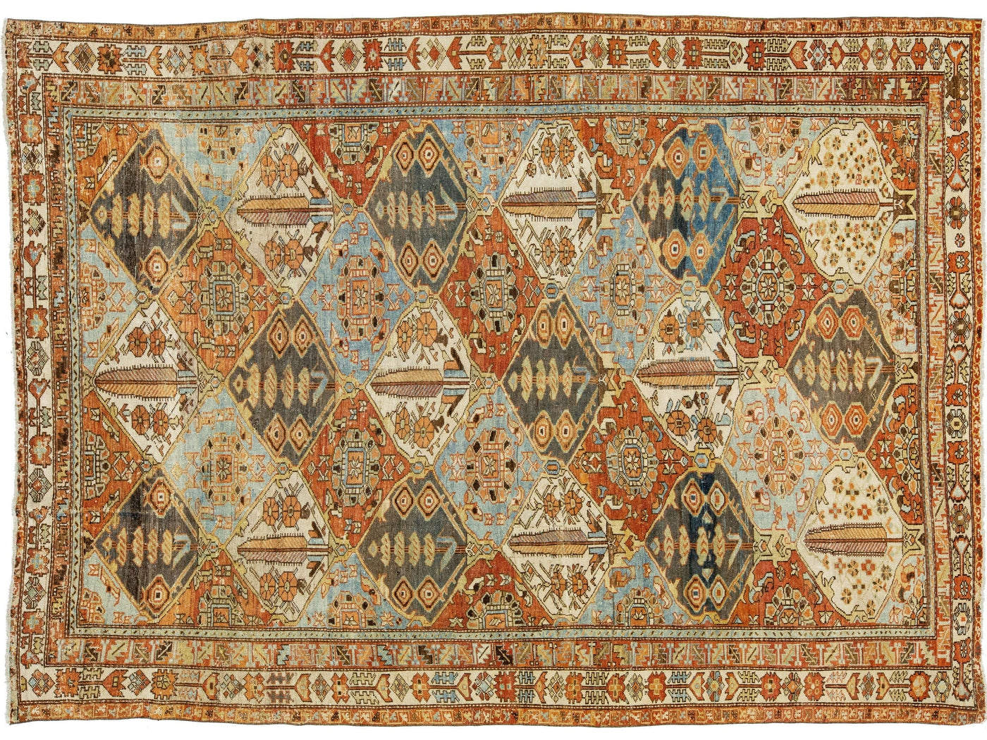 Antique Bakhtiari Wool Rug 7 X 9