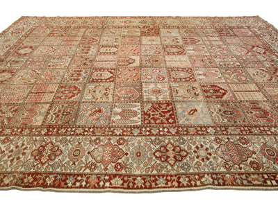 Antique Bakhtiari Wool Rug 11 X 15