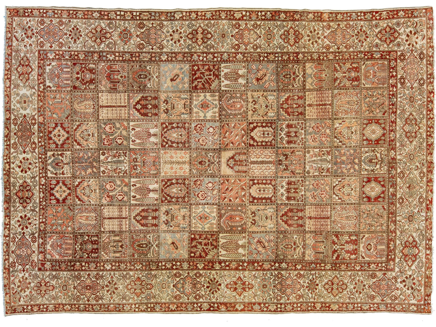 Antique Bakhtiari Wool Rug 11 X 15