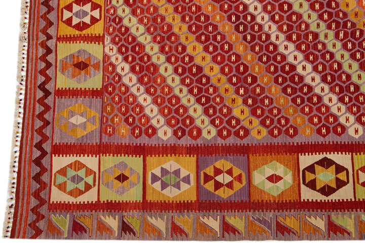Modern Kilim Flatweave Wool Rug 11 X 13