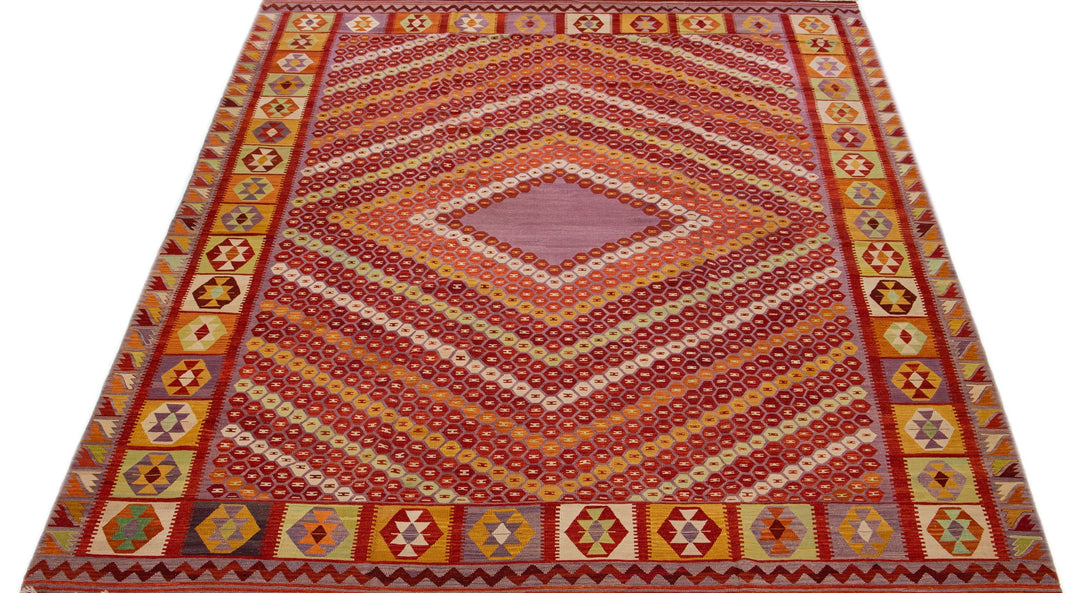 Modern Kilim Flatweave Wool Rug 11 X 13