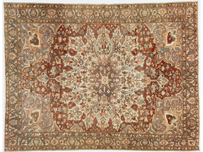 Antique Bakhtiari Wool Rug 9 X 12